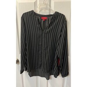 Jennifer Lopez XXL Women’s Blouse Black White Stripe Long Sleeve Pullover New​